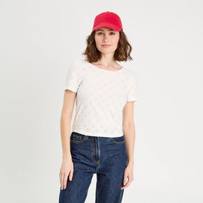 t shirt broderie anglaise ecru femme T-shirt broderie anglaise ecru femme