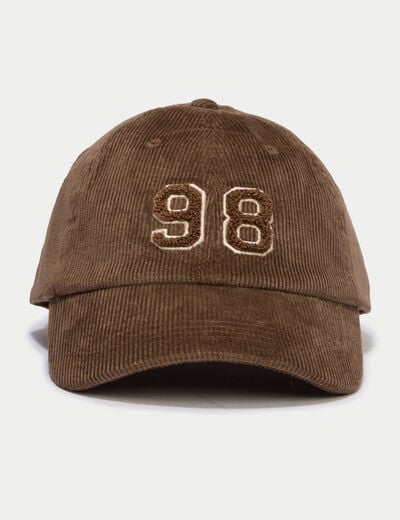Casquette en velours marron fonc&eacute; femme