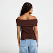 Top col bardot marron fonc&eacute; femme