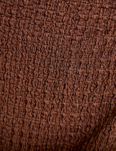 Jupe-short courte &eacute;vas&eacute;e en maille marron femme