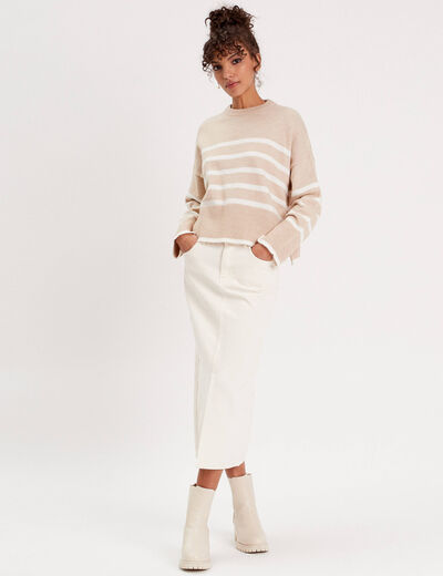 Jupe crayon taille standard ecru femme