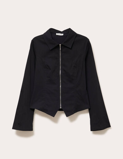 Chemise courte bas resserr&eacute; noir femme