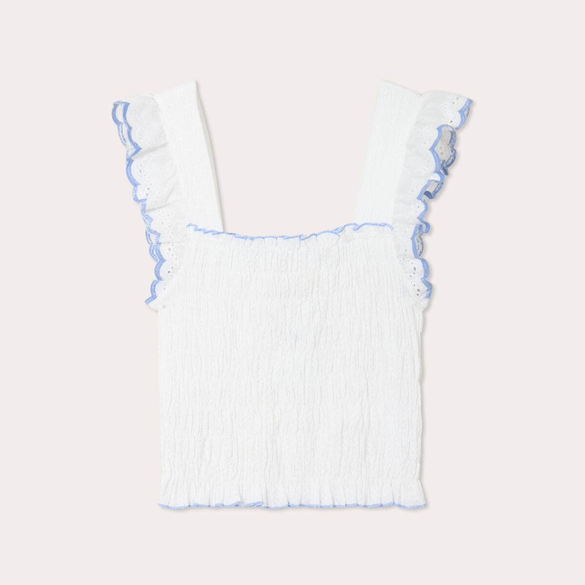 Débardeur smocké blanc femme