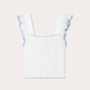 Débardeur smocké blanc femme