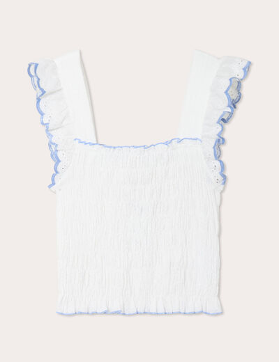 Débardeur smocké blanc femme