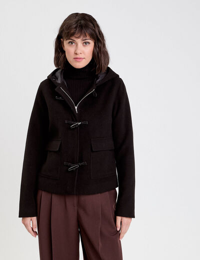 Manteau style dufflecoat noir femme