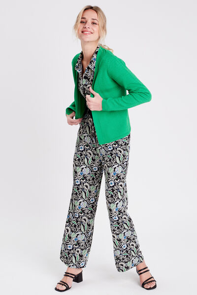 Gilet manches longues vert femme