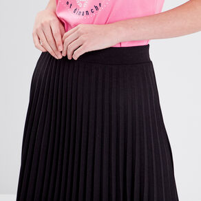 jupe midi evasee plissee noir femme Jupe midi évasée plissée noir femme