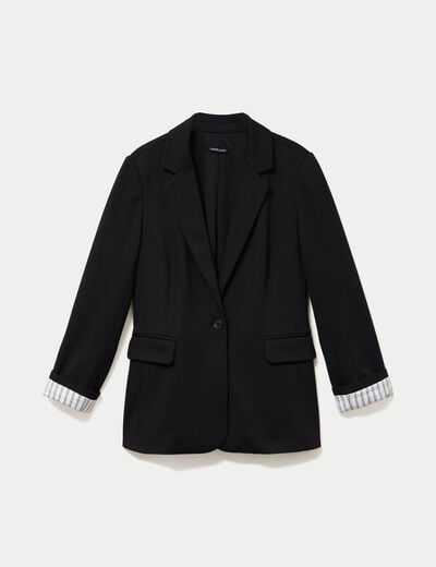 Blazer cintr&eacute; manches longues noir femme