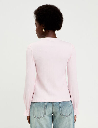 Blouse manches longues rose clair femme