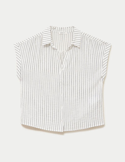 Blouse sans manches col v blanc femme