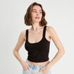 Débardeur cropped bretelles noir femme