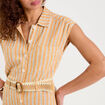 Robe chemise midi contenant du lin jaune femme