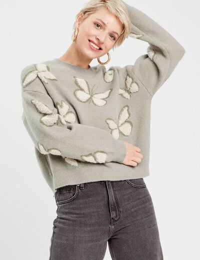 Pull manches longues vert pastel femme