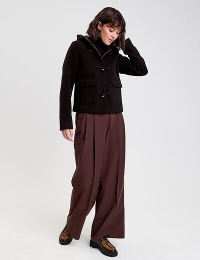 Manteau style dufflecoat noir femme