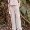 Pantalon large taille standard jaune femme