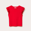 Débardeur volants brodés rouge femme