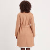 Manteau droit ceinturé camel femme