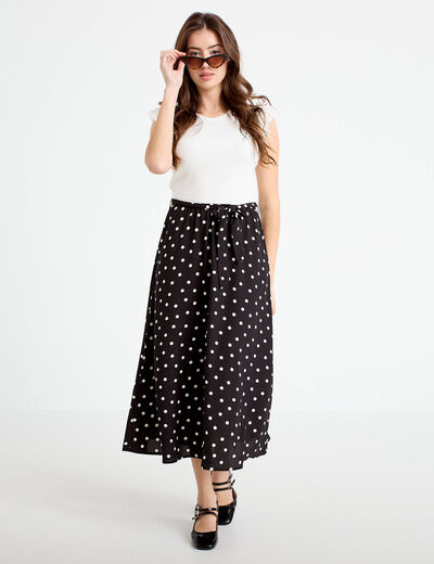 Robe longue bi-mati&egrave;re noir femme