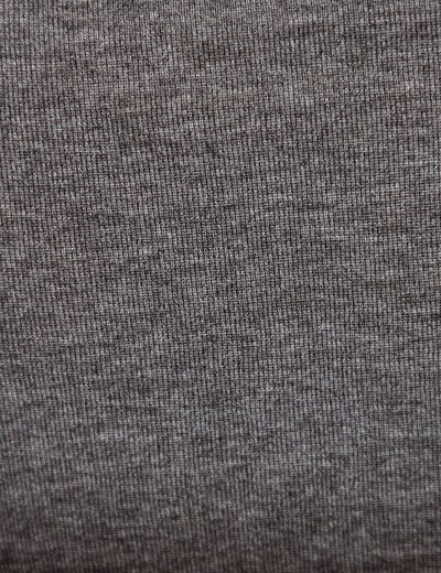 T-shirt col b&eacute;nitier manches longues gris fonc&eacute; femme