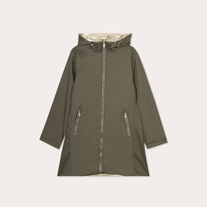 Parka réversible à capuche vert kaki femme