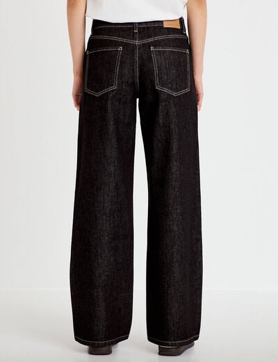 Jean wide leg taille basse denim noir femme