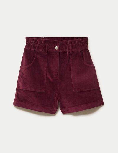 Short large en velours bordeaux femme