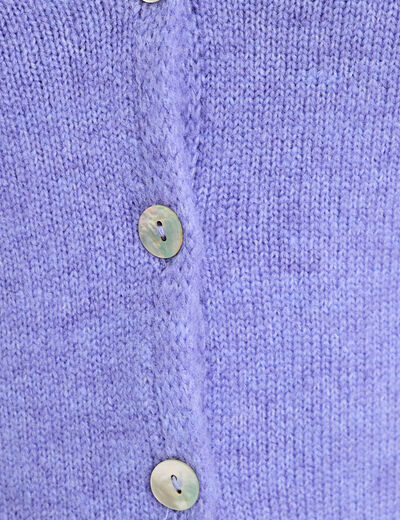 Gilet boutonné avec col en V bleu violet femme