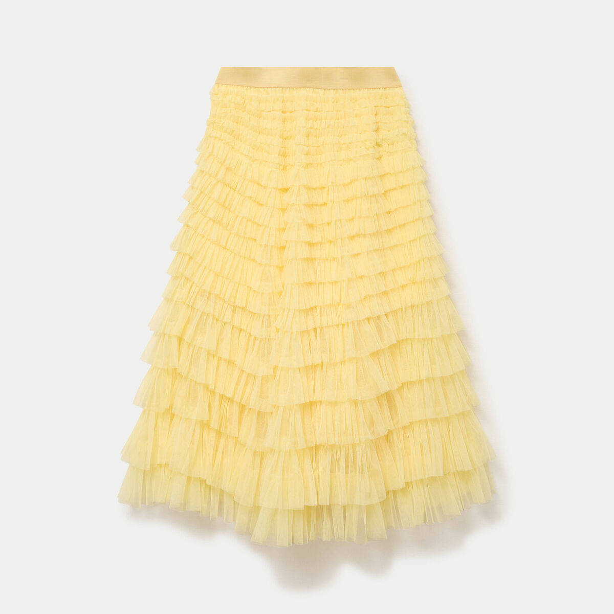 Jupe longue &eacute;vas&eacute;e jaune pastel femme