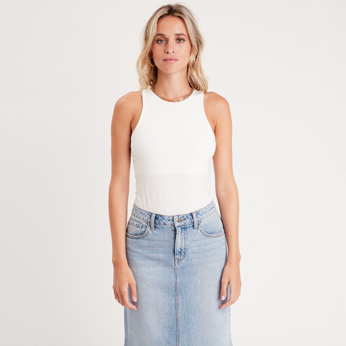 Body sans manches ecru femme