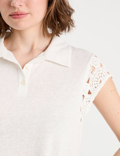 Polo manches courtes ecru femme