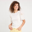 Pull manches broderie anglaise blanc femme