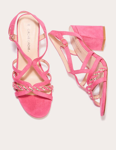 Sandales &agrave; talons d&eacute;croch&eacute;s rose femme