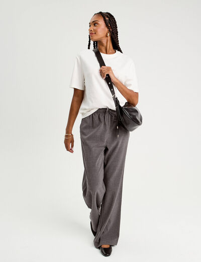 Pantalon large gris fonc&eacute; femme