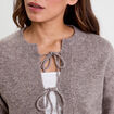 Gilet manches longues noué taupe femme