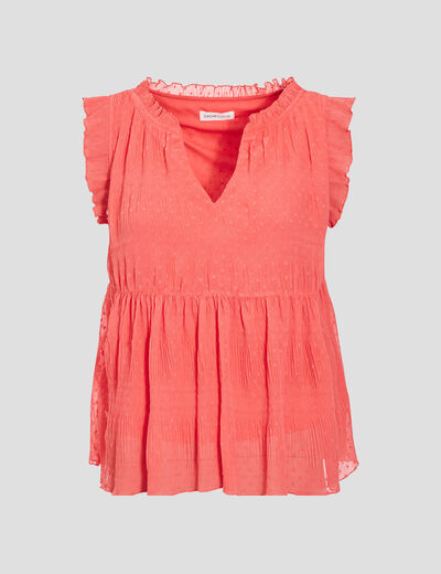 Blouse sans manches rouge corail femme