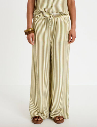 Pantalon large taille standard jaune femme