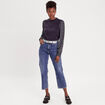 T-shirt effet 2-en-1 bleu foncé femme