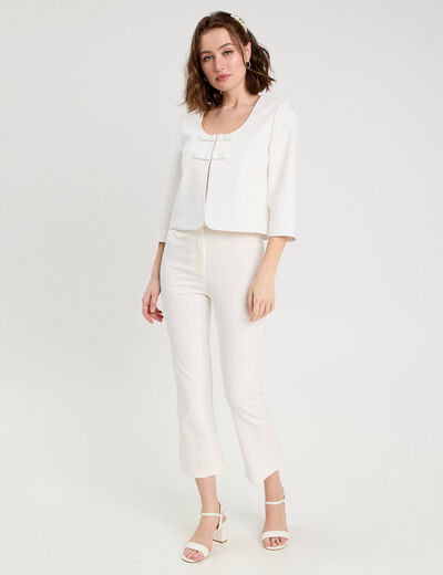 Veste courte détails noeuds blanc femme