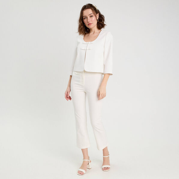 Veste courte détails noeuds blanc femme