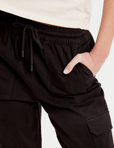Pantalon cargo slim noir femme