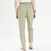 Pantalon droit fluide contenant du lin vert kaki femme