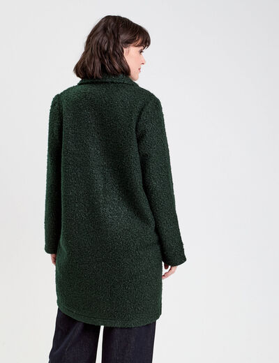 Manteau ample bouclette vert foncé femme