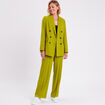 Pantalon city jambes larges vert kaki femme
