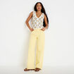 Jean wide leg taille haute jaune pastel femme