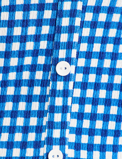 Blouse cropped bleu electrique femme