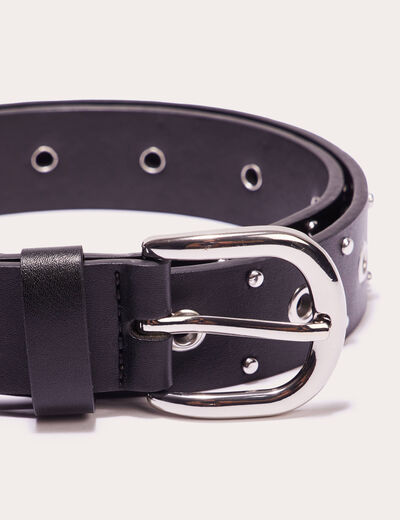 Ceinture oeillets et clous noir femme
