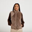 Veste sans manches fermeture zipp&eacute;e taupe femme