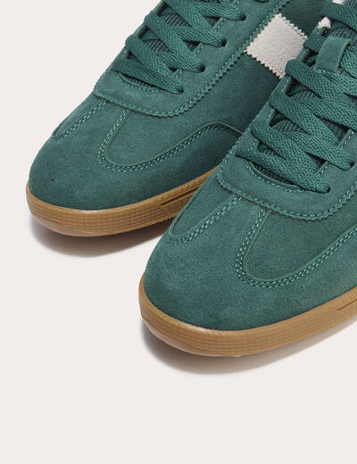 Baskets basses à lacets vert foncé femme