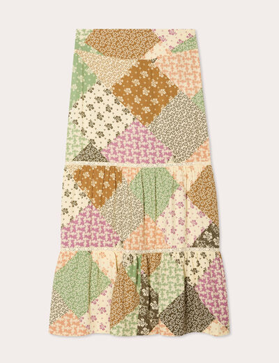 Jupe longue &eacute;vas&eacute;e beige femme